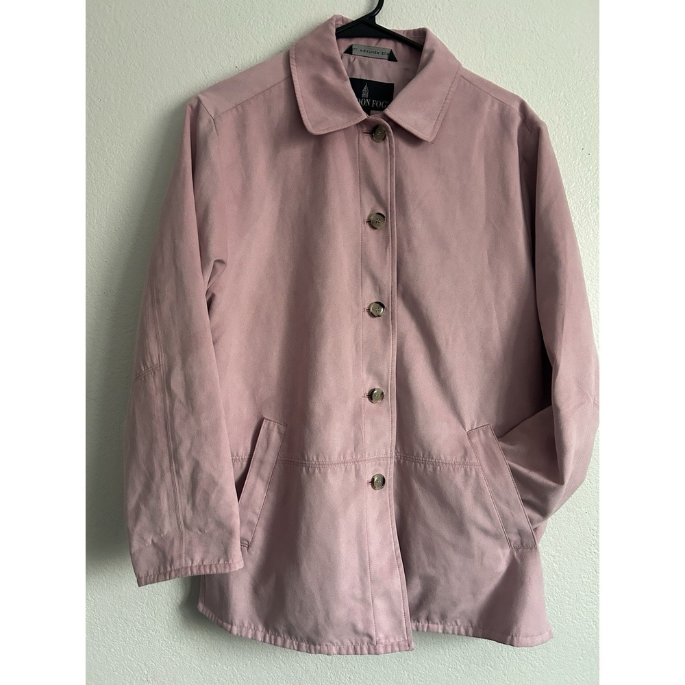 London Fog All Weather Suede Women's Small Pink Long Sleeve Jacket Quiet Luxury - Picture 2 of 9